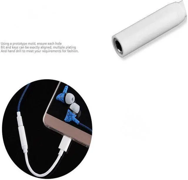Alt view image 4 of 5 - Earphone Cable 4 3.5mm for Outdoor Black  White 3inch to Adapter Type-C Phone 11cm Indoor