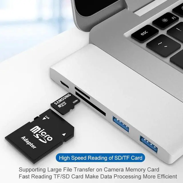 Alt view image 4 of 5 - USB 3.0 USB Type C With TF SD Reader Slot For MacBook Air 2020 Mac Book Pro IPAD Pro 2018 USB C Dock