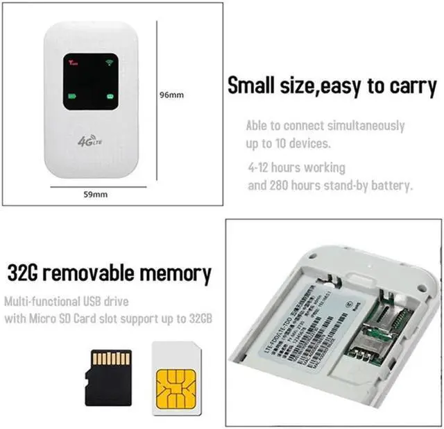 Alt view image 2 of 5 - Portable Hotspot 4G Lte Wireless Mobile Router Wifi Modem 150Mbps 2.4G Wifi Box  Terminal Box Wifi Wireless Router