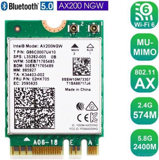 Alt view image 2 of 5 - 2400Mbps Dual Band 5G 802.11ax Intel Wifi 6 AX200NGW M.2 Wireless Wi-Fi Network Card Adapter For Intel AX200 With BT 5.0 MU-MIMO