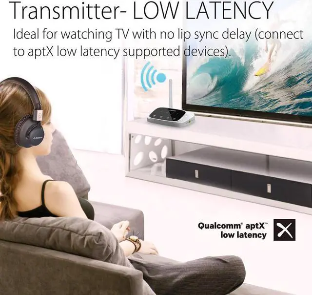 Alt view image 3 of 5 - US New Oasis Long Range Bluetooth Transmitter Receiver for TV & PC, aptX Low Latency Wireless Audio Adapter