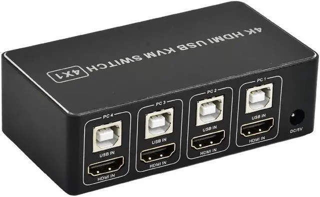 Alt view image 4 of 5 - 4 port 4K HDMI KVM Switch splitter box  USB HDMI 4K KVM Switcher selector control up to 4 monitors for mac os. windows 10