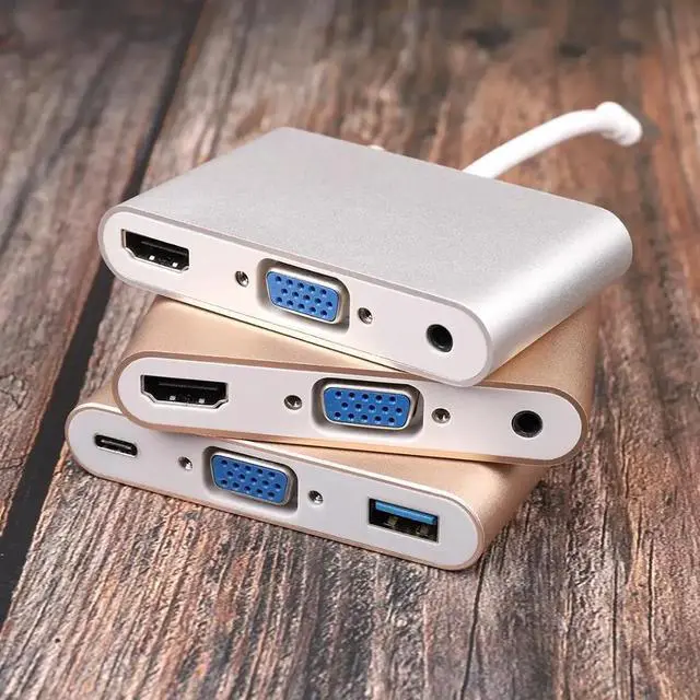 Alt view image 4 of 5 - Hub To 3 USB 3.0 Hub  HDMI /VGA/RJ45 Adapter Thunderbolt 3 USB-C  TF  PD Slot Hub for Macbook Pro Air 13 15 16 2019