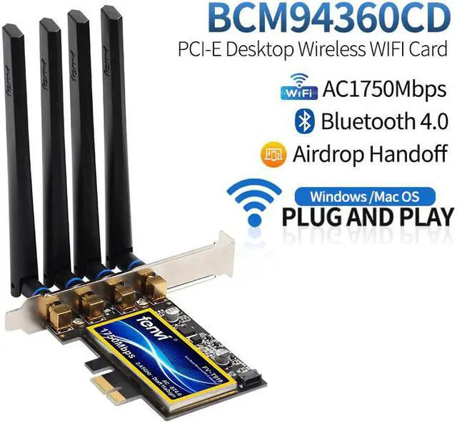 Main image of FV-T919 1750Mbps Dual Band 802.11AC Desktop Wifi Adapter BCM94360 Wireless Bluetooth 4.0 Mac OSX Hackintosh