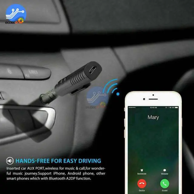 Alt view image 2 of 5 - 3.5mm Wireless Bluetooth Audio Receiver Handsfree Car Kit 3.5mm Jack Aux Music MP3 Audio Adapter for Speaker Headphone