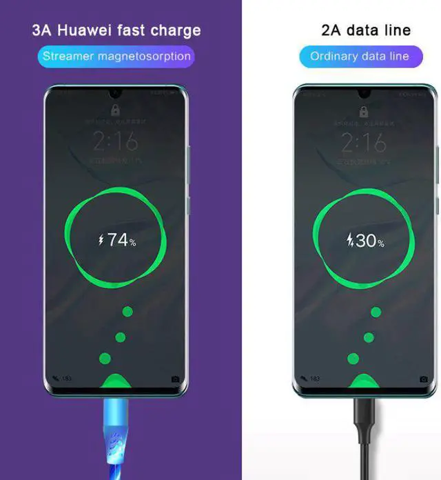 Alt view image 5 of 5 - 3A Charger USB Type C Cable Micro USB Cable  LED Light Magnetic Phone Cable Fast Charging Micro USB Type C Cable