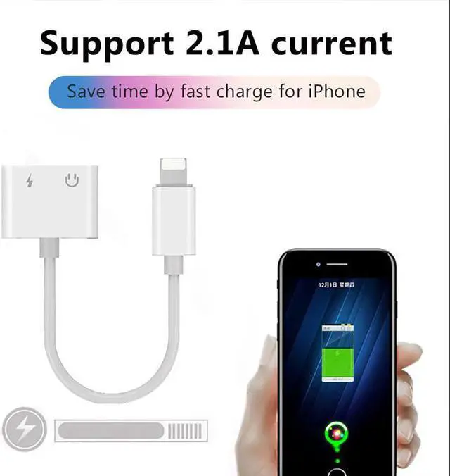 Alt view image 3 of 5 - 2 in 1 Adapter For iPhone X 7 8 plus XS MAX Splitter 3.5mm Jack Earphone Aux Cable Listening Charging Connecter Adapters