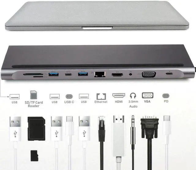 Alt view image 2 of 5 - 11 in1 USB HUB C HUB to Multi USB 3.0 Adapter Dock USB-C Type C 3.1 Splitter 3 Port USB C HUB for MacBook Pro Accessories