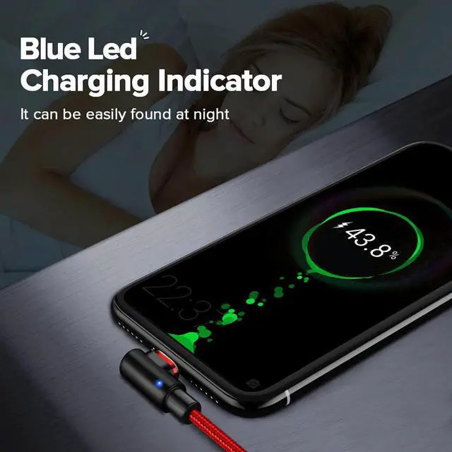 Alt view image 5 of 5 - 2m Magnetic USB Type C Charging Cable 90 Degree Led Micro Usb Cable Magnet for  S20 Ultra Google Pixel 3A 4  Z6 Pro