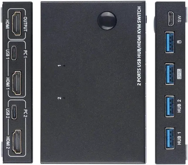 Alt view image 3 of 7 - KVM Switch Button Switcher USB Port With Cable Computer Accessory For Monitor Keyboard Mouse 101*65*20MM EM88