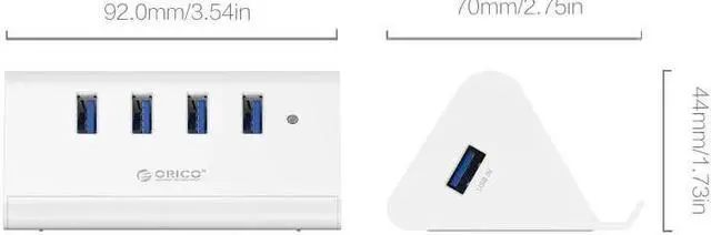 Alt view image 4 of 5 - ORCIO 4-port USB3.0 high-speed hub, USB hub, high-performance chip, with bracket function, 5Gbps high-speed transmission, SHC-U3