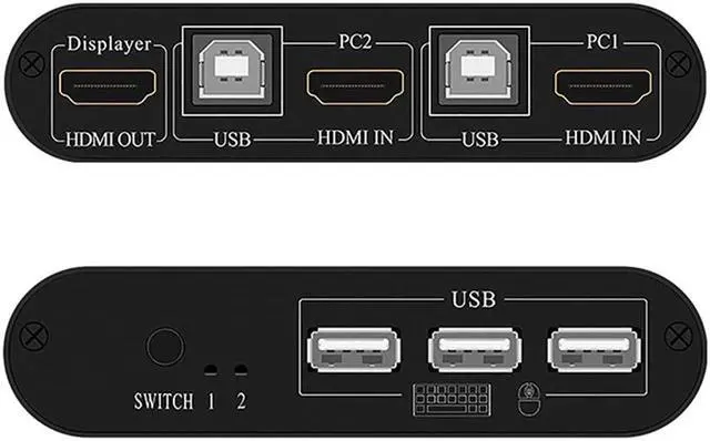 Alt view image 4 of 5 - KVM Switch For Printer Aluminum Alloy Fast Speed Home Office Plug And Play 2 In 1 Out Dual USB Professional Sharing