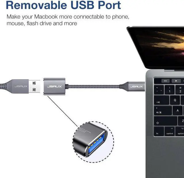 Alt view image 4 of 5 - 2Pack  USB C Adapter OTG Type C Cable USB C to USB 3.0 Adapter Otg Cable Thunderbolt 3 for MacBook