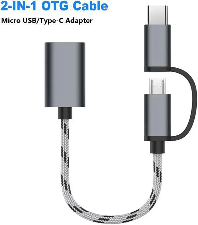 Alt view image 2 of 5 - 1 pcs 2 in 1 Type-C Male + Micro USB Male To USB 3.0 Female OTG Adapter Cable Nylon Braid  Cord For Phone Tablet U Disk