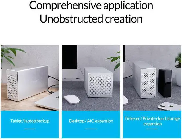 Alt view image 5 of 5 - WS Series 3.5" 2 Bay Type C  With Raid HDD Docking Station Aluminum 20TB 5Gbps HDD Enclosure With 12V Power 20TB HDD Case