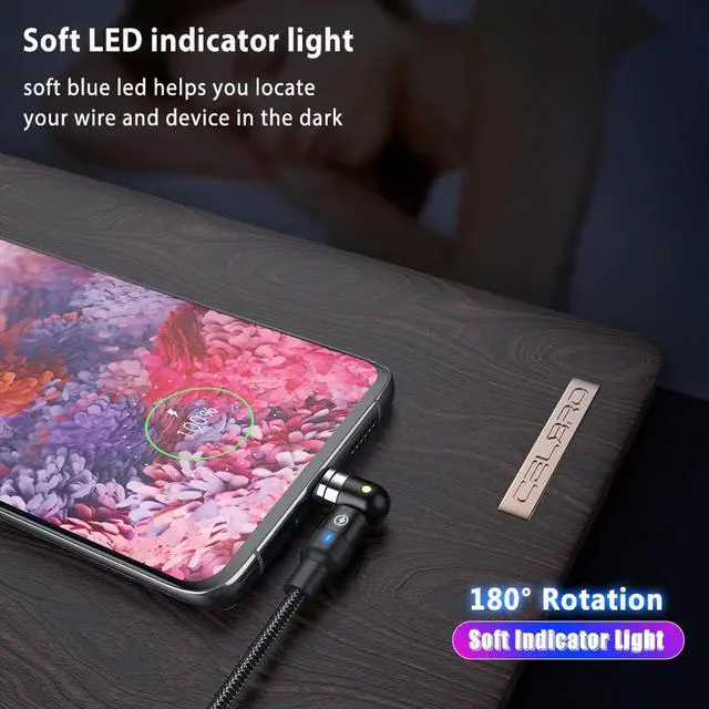 Alt view image 3 of 5 - 3A Fast Usb Type C Magnetic Charging Cable Usbc 2M Micro Usb  Cable Magnetico 360° 90° QC 3.0 for  S20 Note 20 Plus