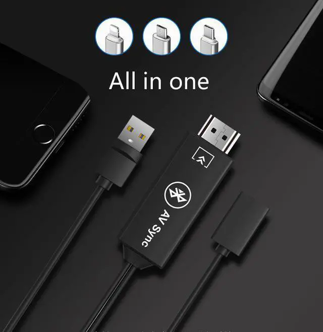 Alt view image 2 of 5 - Bluetooth AV Cable Audio Video Adapter for iPhone XS MAX XR 6 7 8 Plus S10 S6 edge S7 S8 S9 Note9 iOS Android to TV