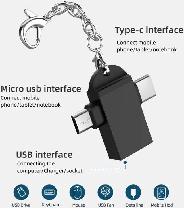 Alt view image 2 of 5 - Type-C 2-in-1 OTG Adapter Cable Micro USB To Type C For  Phone Cable TXTB1