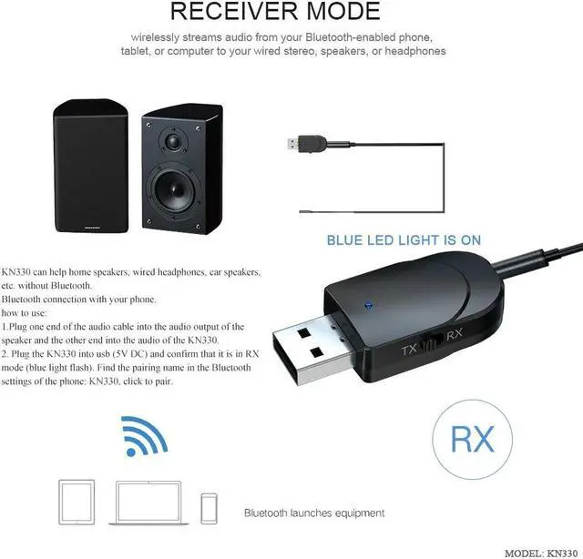 Alt view image 4 of 5 - Bluetooth 5.0 Audio Receiver Transmitter 3 in 1 Wireless Bluetooth Adapter Mini 3.5mm AUX RCA Stereo Car Kit For TV PC