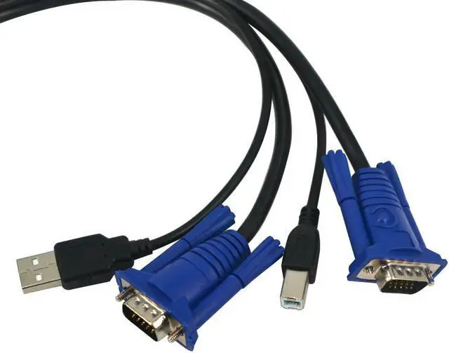 Alt view image 5 of 5 - 4 Port USB 2.0 KVM VGA SVGA Switch Hub Box Selector Adapter with 4pcs KVM VGA Cable for PC Keyboard Mouse Monitor