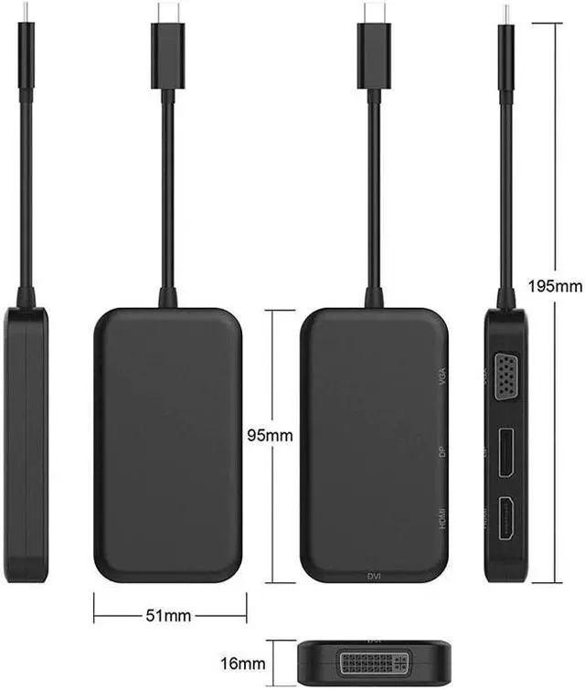 Alt view image 4 of 5 - C HUB USB C to  4K VGA DP DVI Convertor USB C to DisplayPort 4K 60HZ VGA DVI Adapter for Macbook Dell Thunderbolt Dock