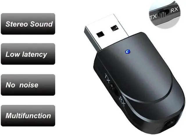 Alt view image 2 of 5 - USB Bluetooth 5.0 Audio Receiver Transmitter PC Tablet Wireless Adapter 3.5mm TV Car Kit Aux Music Receiver 3in1 Dongle