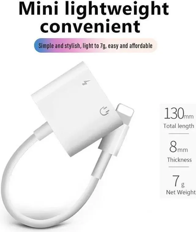Alt view image 3 of 5 - 2 in 1 Charging Lighting Adapter For iPhone X 7 8 plus XS MAX Splitter 3.5mm Jack Earphone Aux Cable Connecter Adapters