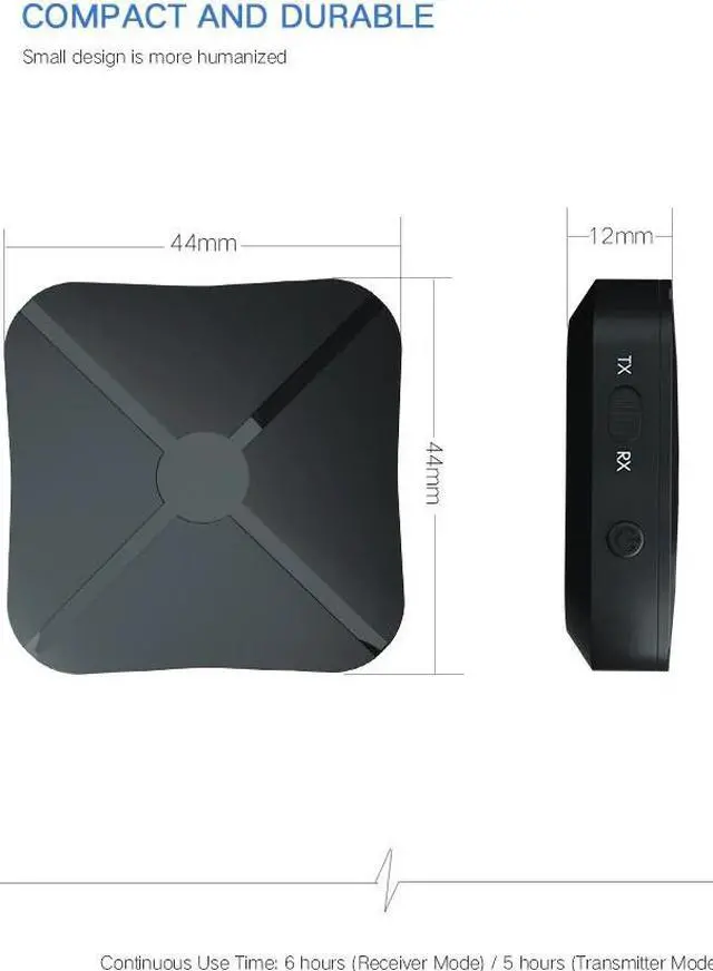 Alt view image 3 of 5 - Bluetooth Transmitter & Receiver Adapter 2 in1 Wireless Bluetooth 4.2 Audio Portable Audio Player Adapter Aux 3.5mm PK B6