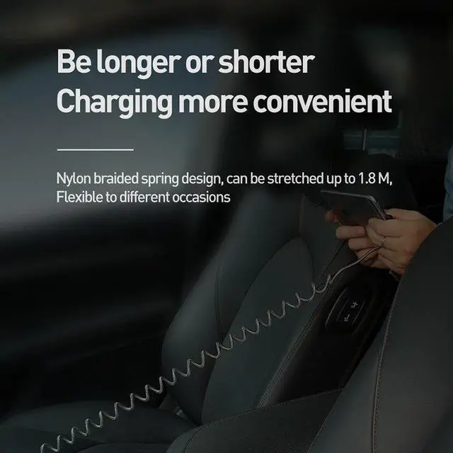 Alt view image 4 of 5 - Retractable Car Spring Type C 3A USB Cable for    S10  Quick Charge 4.0 Charger  LED Cable