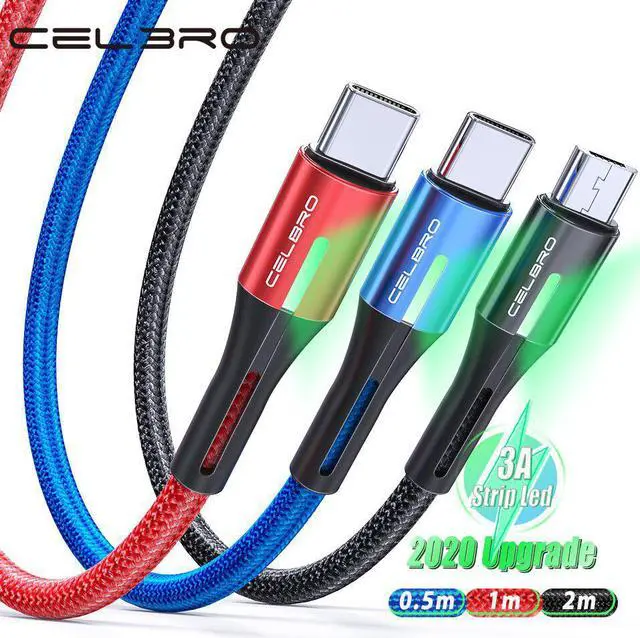 Main image of 2m/1m/0.5m 3A Micro USB Type C Cable Fast Charging for  Galaxy S20 S10 Note10 Plus  Mi 10 9 Pro LED Tipo C USB Cabo