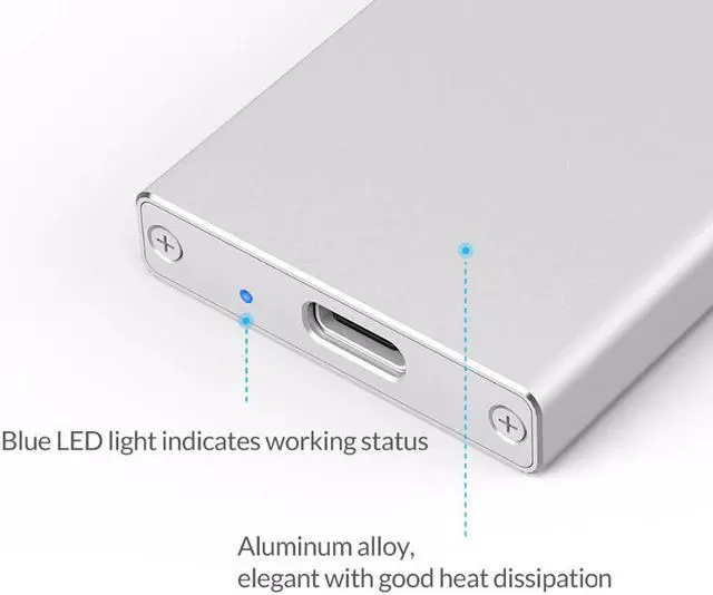 Alt view image 4 of 5 - Aluminum USB3.1 Type-C mSATA SSD Enclosure USB3.0 mSATA SSD Case Screw Fixing With Cable For Windows/Linux/Mac