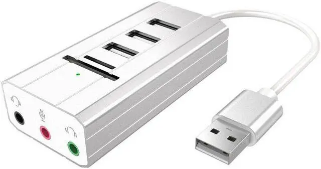 Main image of 3 USB Hub External Sound Card AUX Microphone Headset Adapter TF  for Laptop PC-SCLL