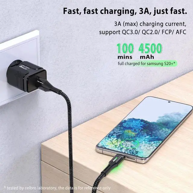 Alt view image 2 of 5 - 2m/1m/0.5m 3A Micro USB Type C Cable Fast Charging for  Galaxy S20 S10 Note10 Plus  Mi 10 9 Pro LED Tipo C USB Cabo