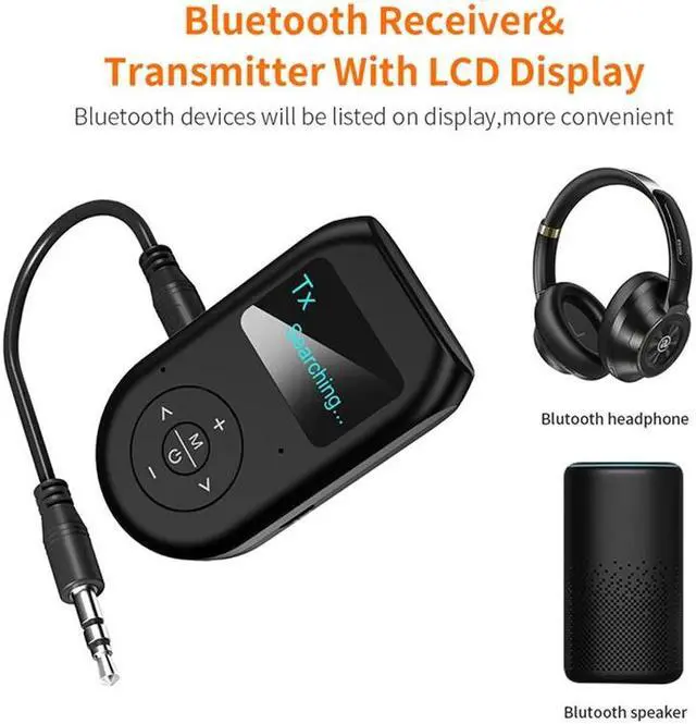 Alt view image 2 of 5 - Display Bluetooth 5.0 Audio Transmitter Receiver 3.5mm AUX Stereo With Mic Handfrees Calling Wireless Adapter Dongle TV CAR
