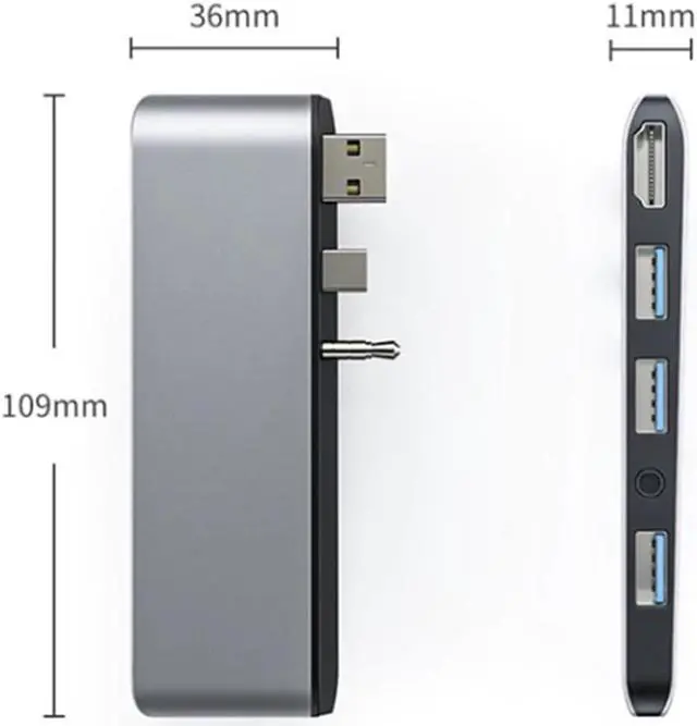 Alt view image 4 of 5 - 7 in 1 Dock Station Hub USB 3.0 Mini DP 3.5mm Audio to HDMI 4K /TF Card Reader Audio Adapter for Microsoft Surface Laptop 1 2