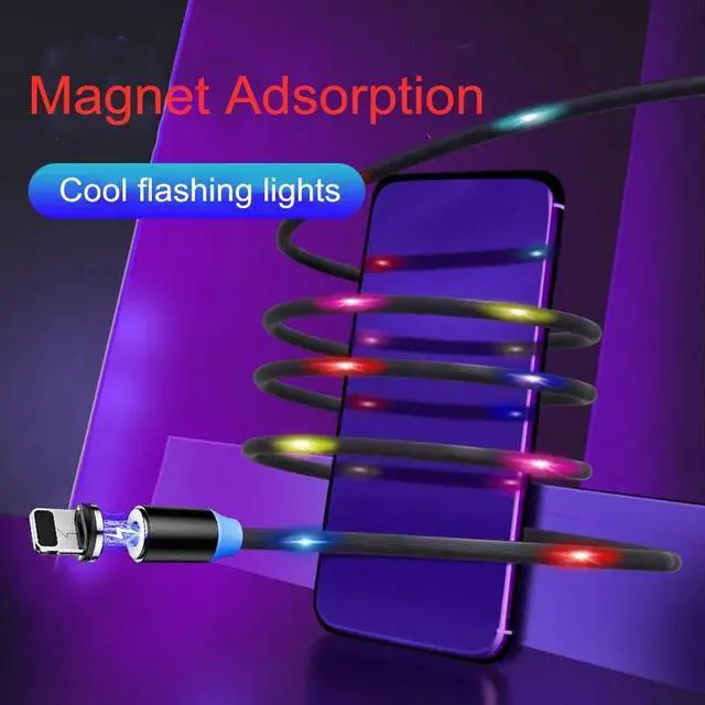 Alt view image 4 of 5 - Magnetic LED Light Cable Fast Charging Magnet Micro USB Type C Cable Wire Cord Type-C Charger For iphone