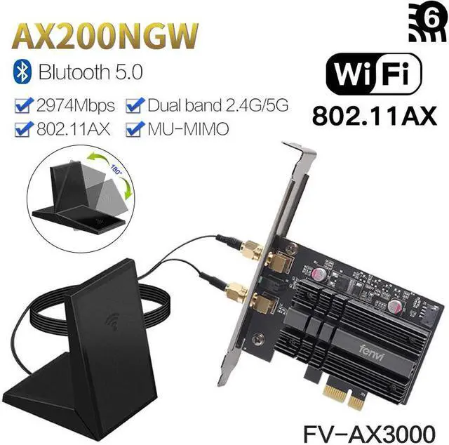 Alt view image 2 of 5 - Dual Band 3000Mbps Wireless WiFi Network Card Adapter With Wi-Fi 6 AX200NGW 2.4Gbps 802.11 ac/ax BT 5.0 For Desktop Win 10