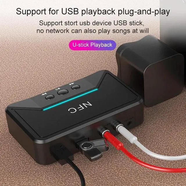 Alt view image 5 of 5 - 5.0 Bluetooth Receiver Smart NFC A2DP RCA AUX 3.5MM Jack Wireless Adapter Suppotr USB Play For CAR Home Speaker Headphone