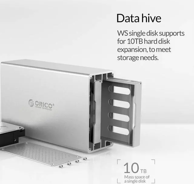 Alt view image 2 of 5 - WS Series 3.5" 2 Bay Type C  With Raid HDD Docking Station Aluminum 20TB 5Gbps HDD Enclosure With 12V Power 20TB HDD Case