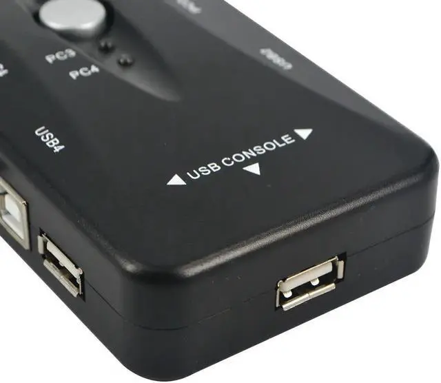 Alt view image 4 of 5 - 4 Port USB 2.0 KVM VGA SVGA Switch Hub Box Selector  with 4pcs KVM VGA Cable for PC Keyboard Mouse Monitor