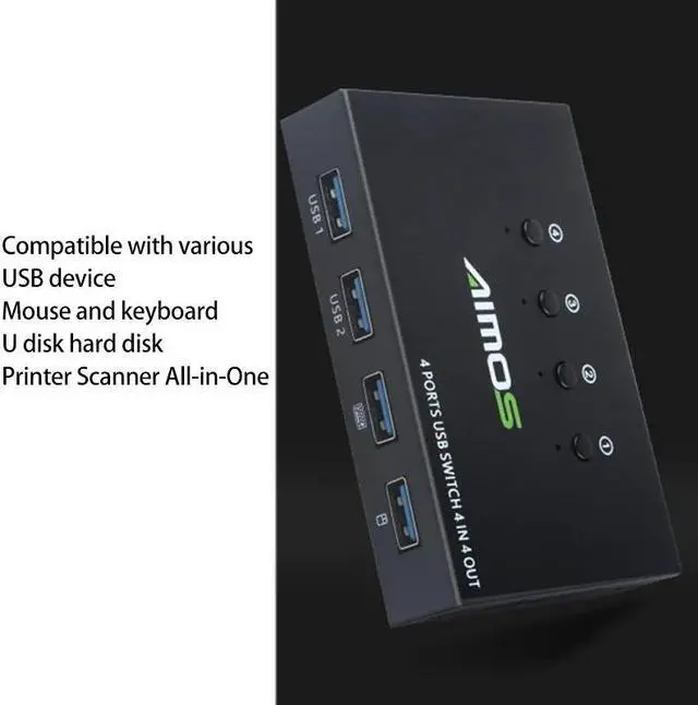 Alt view image 5 of 5 - 4K USB HDMI KVM Switch Box 4Kx2L HDMI KVM Switch (with 4 USB Cables)