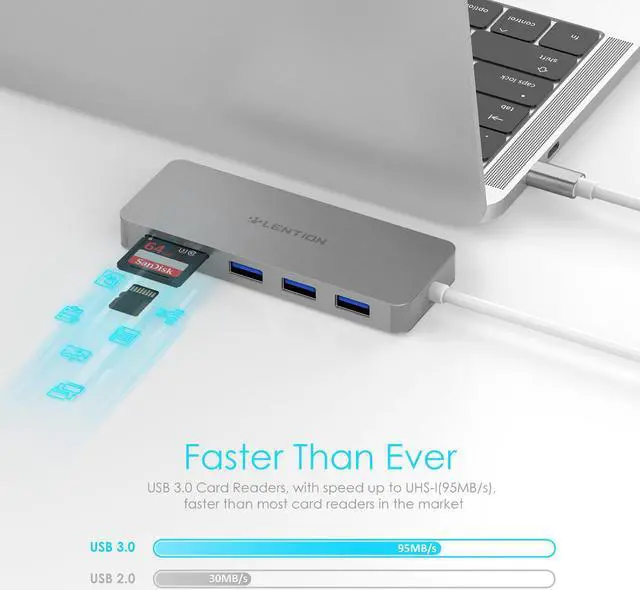 Alt view image 4 of 5 - Hub with USB 3.0 Ports and SD/TF Card Reader Compatible New MacBook Air, 2019-2016 MacBook Pro, Multi-Port Type C Adapter