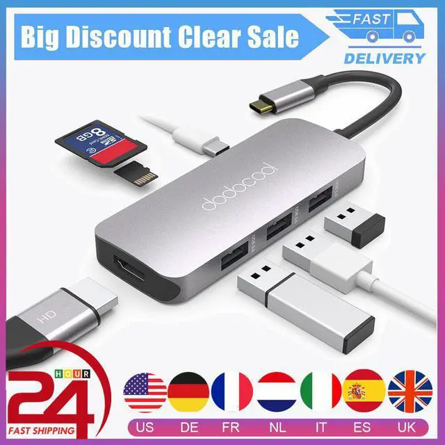 Main image of 7-in-1 USB C USB-C Hub with Type C Power Delivery Hub 4K HD Output USB 3.0 HUB SD/TF for MacBook Pro P20 Pro