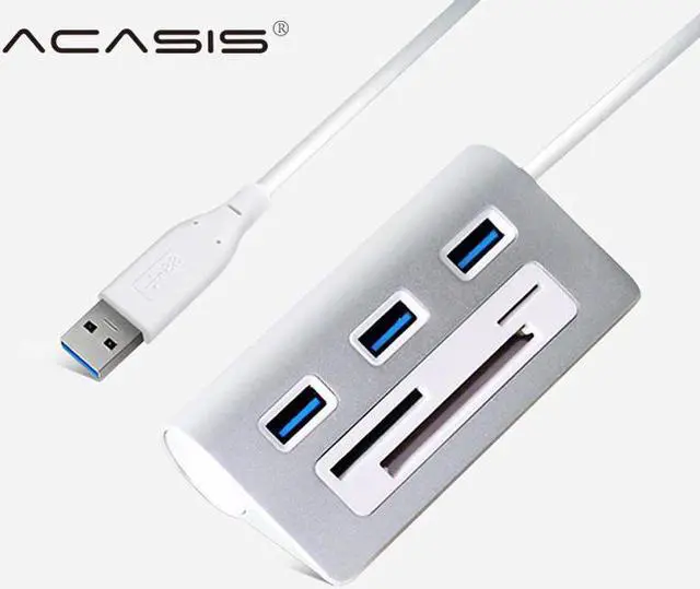 Main image of HS0023 USB 3.0 HUB High Speed Aluminum  3.0 Card reader Hubs Power Interface TF SD CF Card Reader iMac PC for Macbook