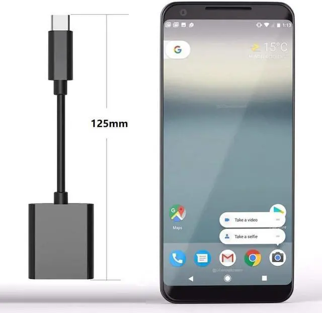 Alt view image 3 of 5 - C Aux Audio Cable Adapter USB C to 3.5mm Headphone Jack PD Fast Charger Adapter For Google Pixel 2 Essential