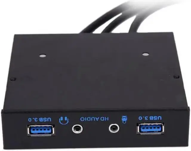 Alt view image 2 of 5 - 3.5 in Audio Front Panel HD Audio Connector Computer Splitter Adapter 4 Ports 20Pin to 2 USB Port Hub PC Floppy Expansion Cable