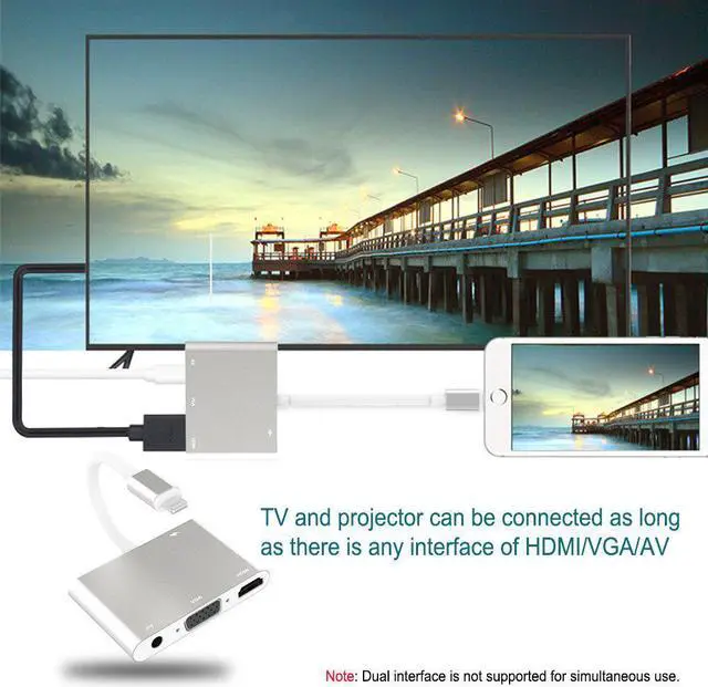 Alt view image 4 of 5 - Quality HDMI OTG Cable for Lightning to VGA AV Audio Video HDTV Adapter for iPhone 11/X/XS/XR/8P/8/7P/6S For iPad Air/iPod