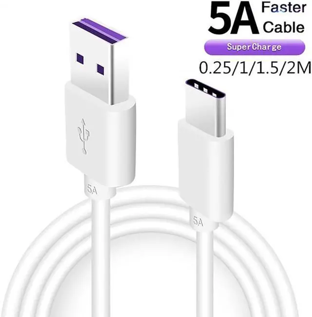Alt view image 4 of 5 - 5A USB Type C Cable For  S20 S9 S8   P30 Pro Fast Charge Mole Phone Charging Wire White Cable