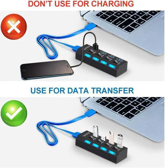 Alt view image 5 of 5 - 3.0 HUB 2.0 HUB Multi Splitter 4/7 Port Expander Multiple 3 Hab Use Power Adapter 3.0 Hub with Switch For PC