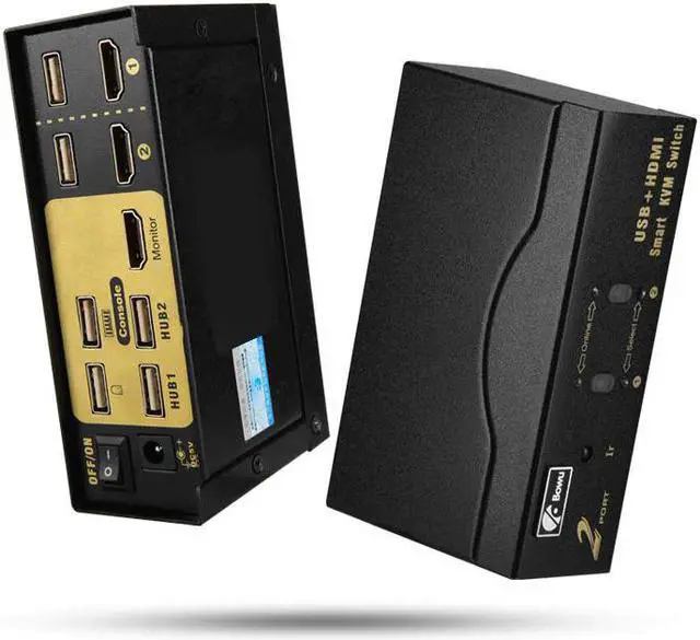 Alt view image 4 of 5 - 2-Port Kvm Smart Switcher 2 in 1 Out Remote Control Switch Usb Hd Computer Splitter